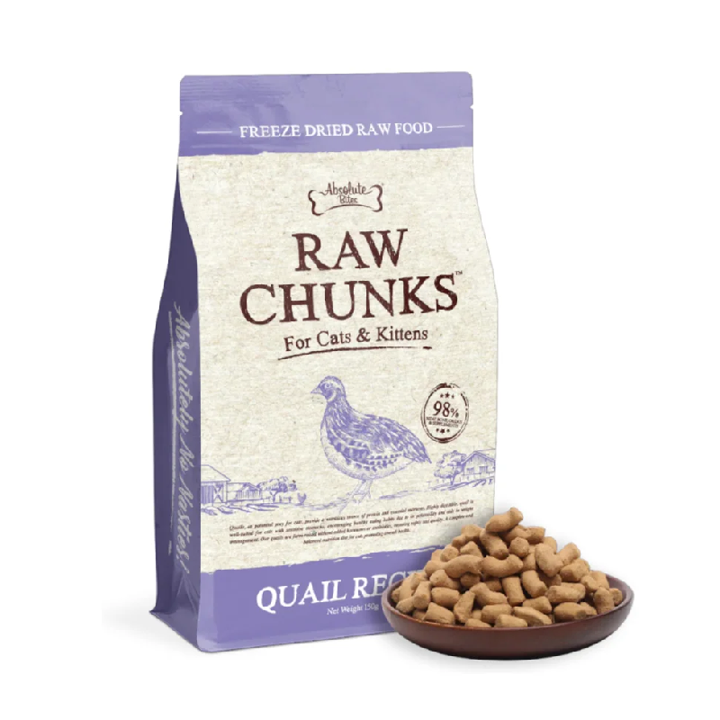 AB Raw Chunks FreezeDried Cat 150g - QuailRecipe